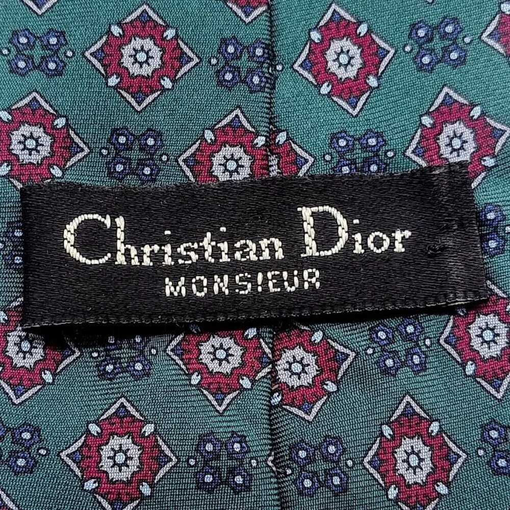 Christian Dior Monsieur Green Silk Men's Tie
